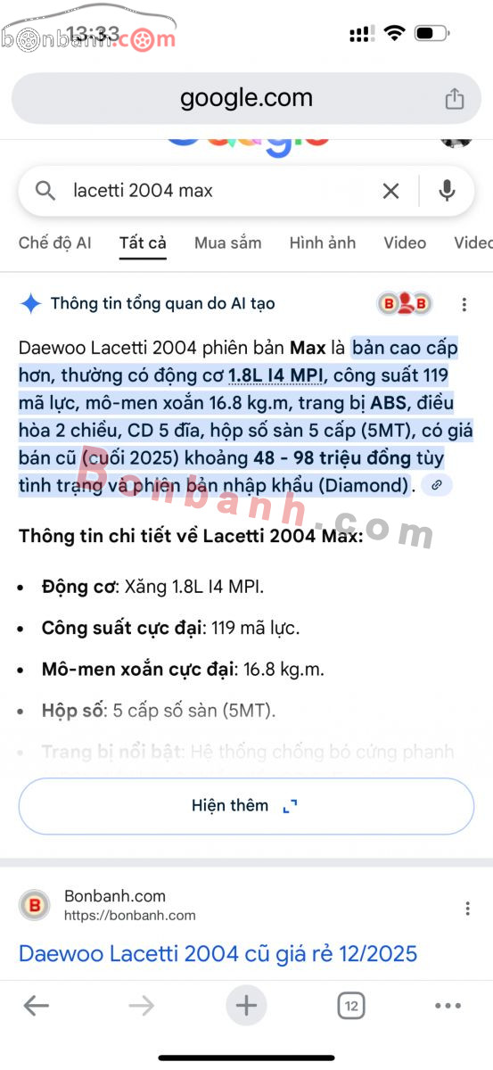 Bán ô tô Daewoo Lacetti - 2004 - xe cũ