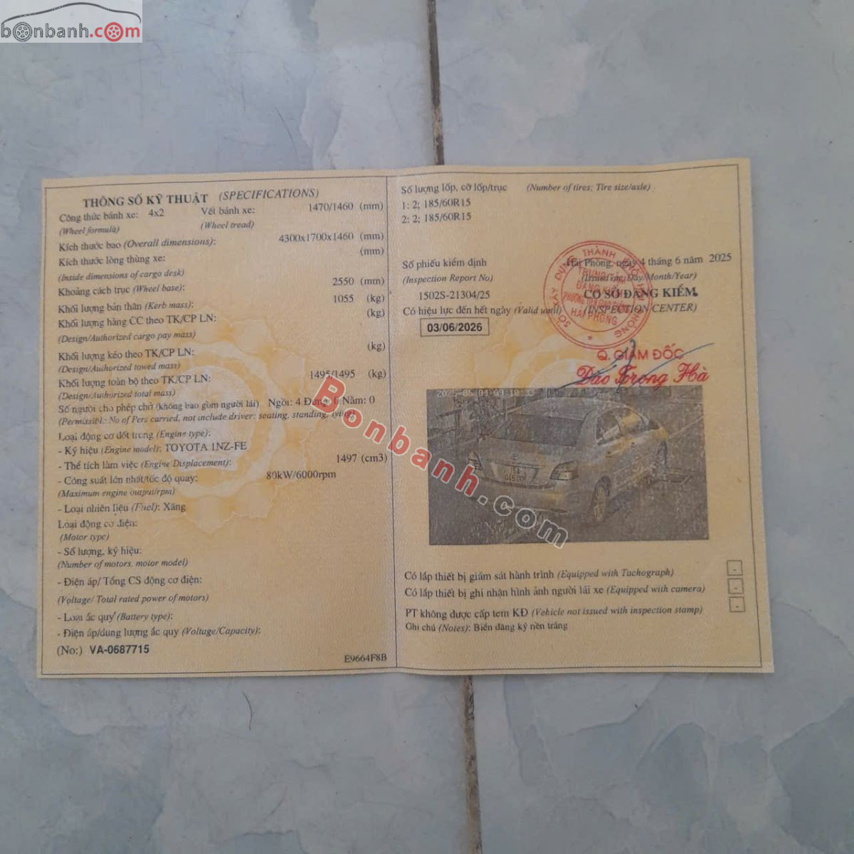 Bán ô tô Toyota Vios 1.5E - 2011 - xe cũ