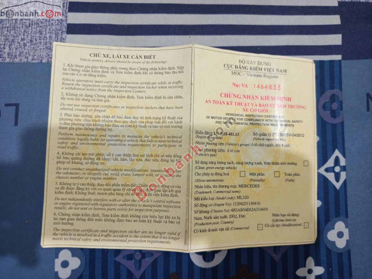 Bán ô tô Mercedes Benz ML Class ML320 - 2002 - xe cũ