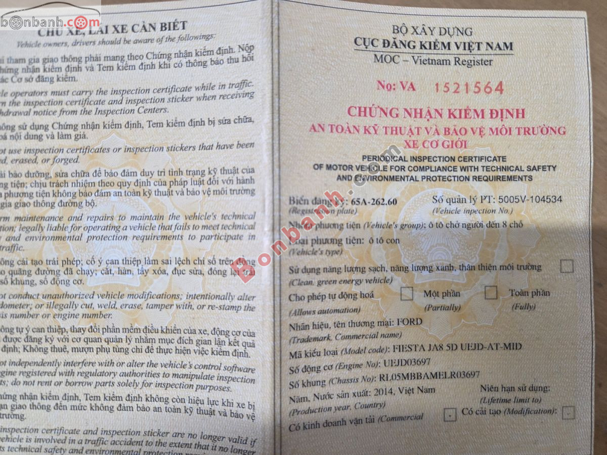 Bán ô tô Ford Fiesta Trend 1.5 AT - 2014 - xe cũ