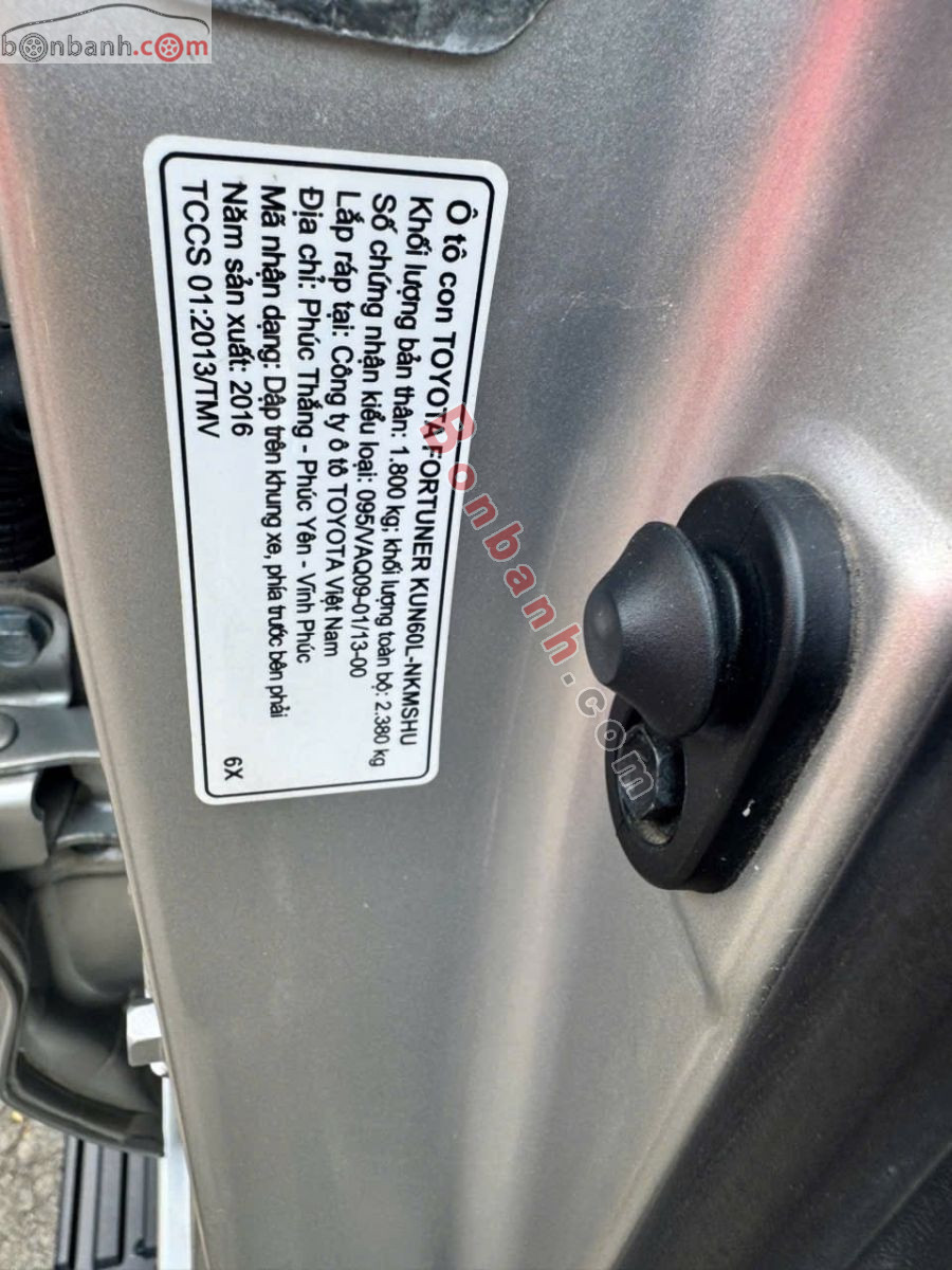 Bán ô tô Toyota Fortuner 2.5G - 2016 - xe cũ