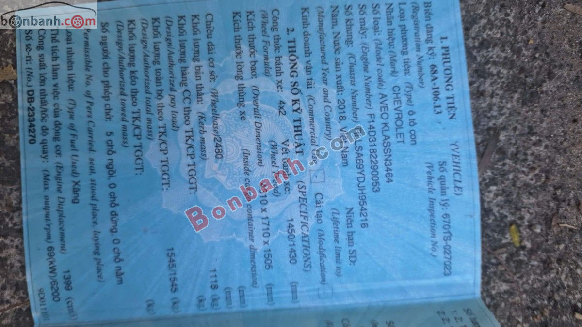 Bán ô tô Chevrolet Aveo LTZ 1.4 AT - 2018 - xe cũ