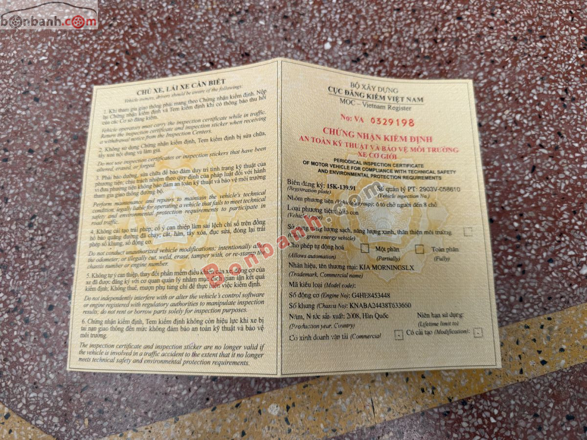 Bán ô tô Kia Morning SLX 1.0 AT - 2008 - xe cũ