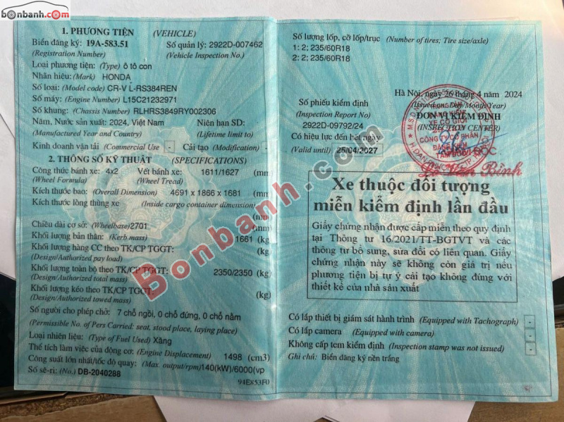 Bán ô tô Honda CRV L - 2024 - xe cũ