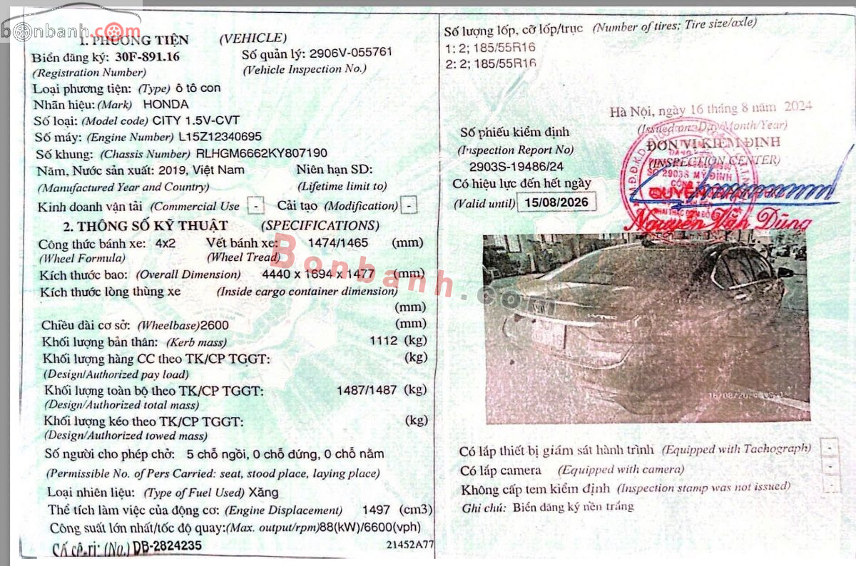 Bán ô tô Honda City 1.5 - 2019 - xe cũ