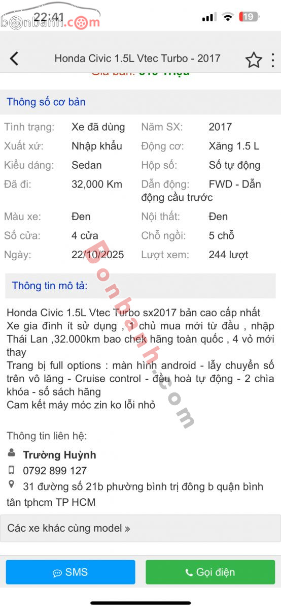 Bán ô tô Honda Civic G 1.5 AT - 2022 - xe cũ