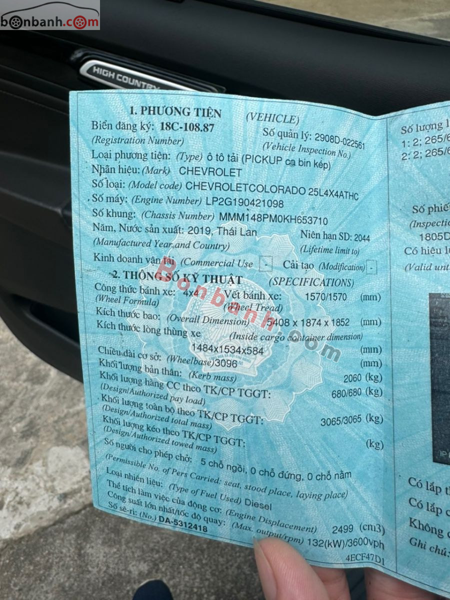 Bán ô tô Chevrolet Colorado High Country 2.5L 4x4 AT - 2019 - xe cũ