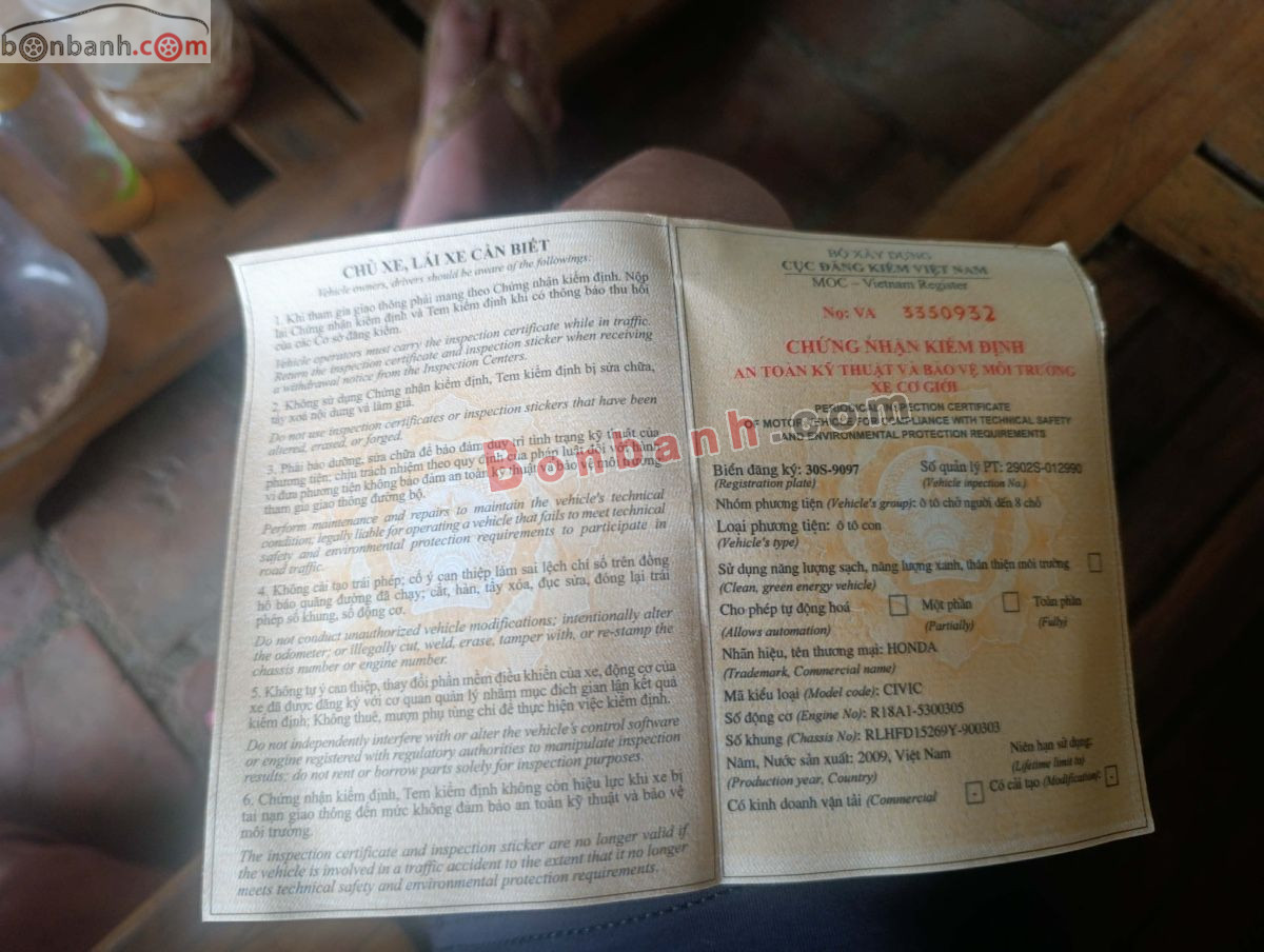 Bán ô tô Honda Civic 1.8 MT - 2009 - xe cũ