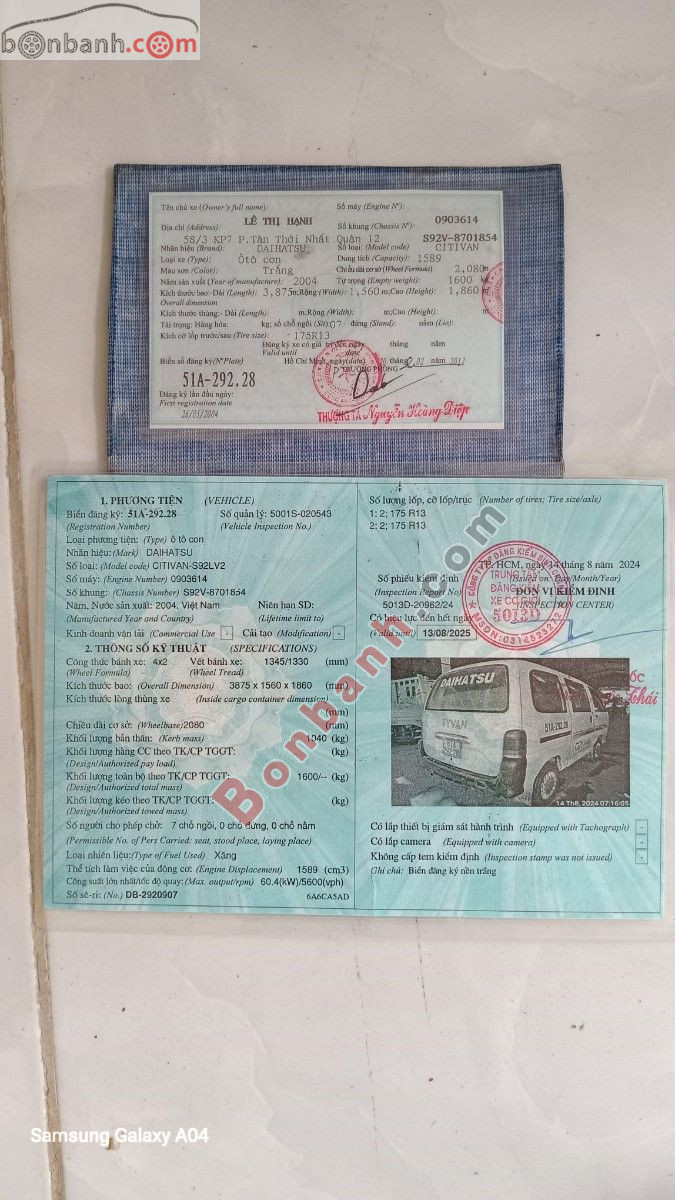 Bán ô tô Daihatsu Citivan 1.6 MT - 2004 - xe cũ