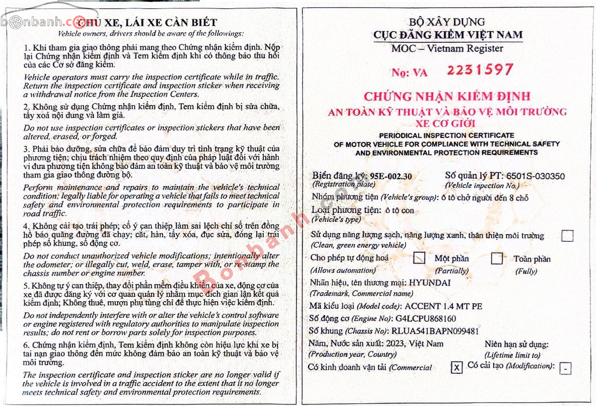 Bán ô tô Hyundai Accent 1.4 MT - 2023 - xe cũ