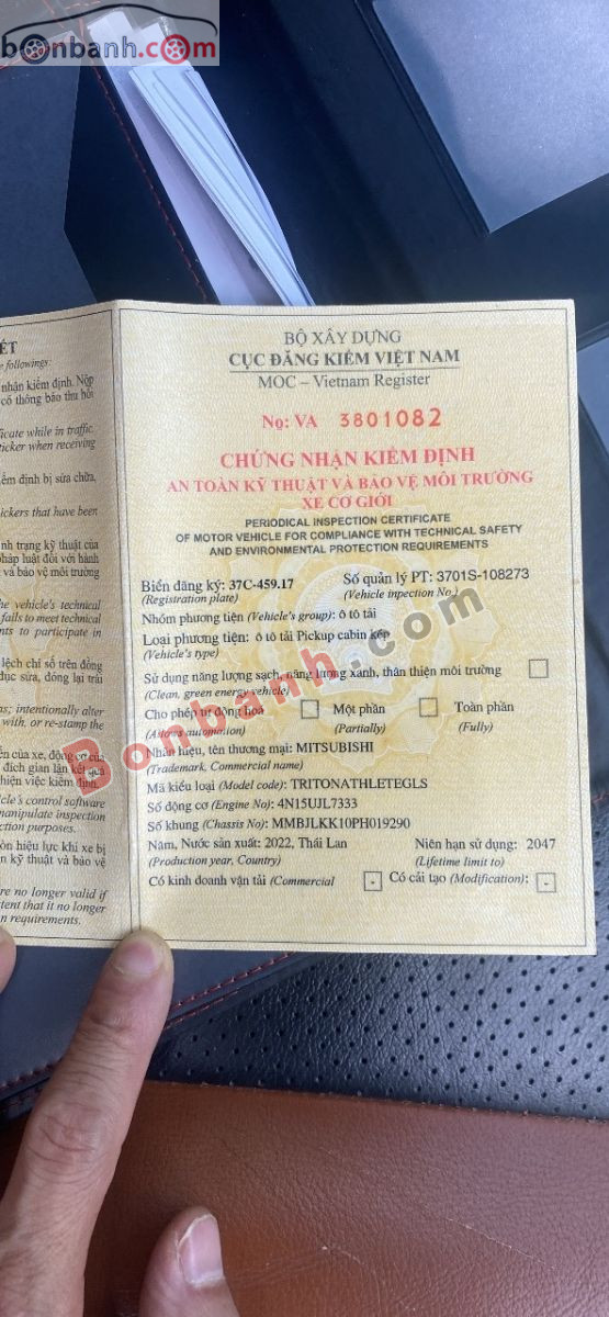 Bán ô tô Mitsubishi Triton Athlete 4x2 AT - 2022 - xe cũ