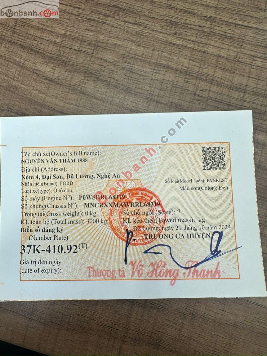 Bán ô tô Ford Everest Titanium 2.0L 4x2 AT - 2024 - xe cũ