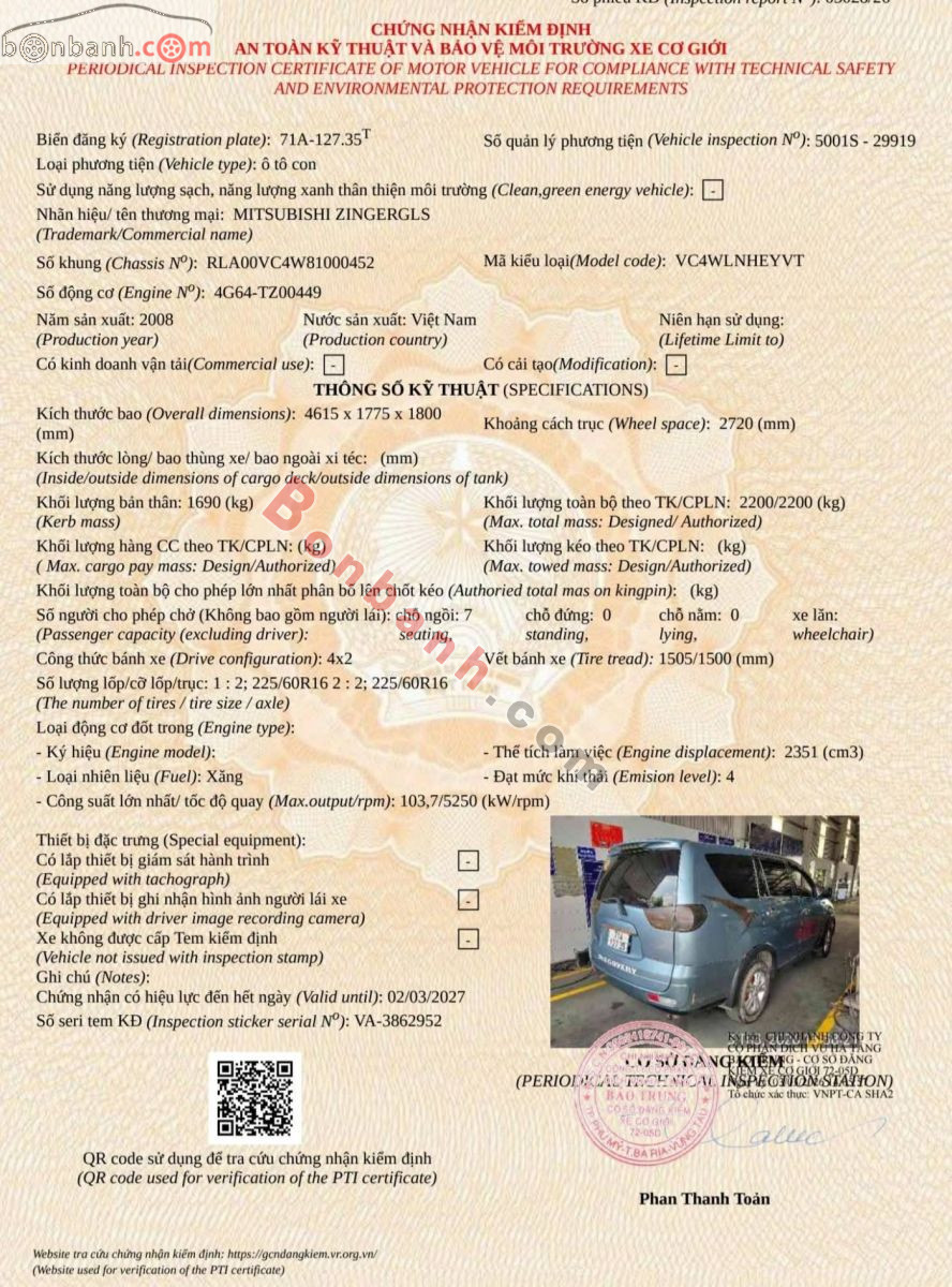 Bán ô tô Mitsubishi Zinger GLS 2.4 MT - 2008 - xe cũ