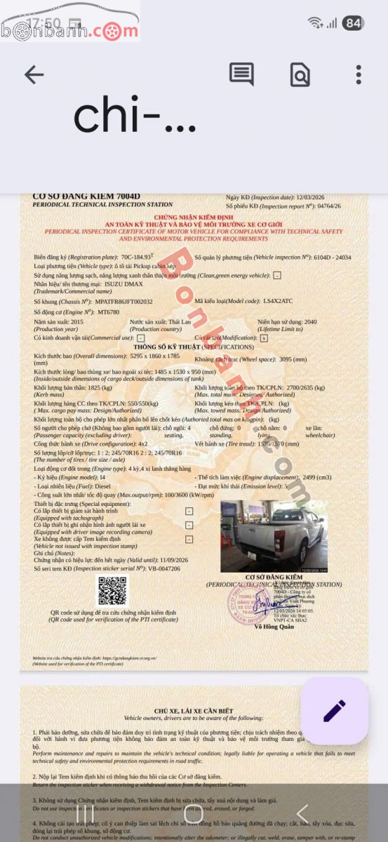 Bán ô tô Isuzu Dmax LS 2.5 4x2 AT - 2015 - xe cũ