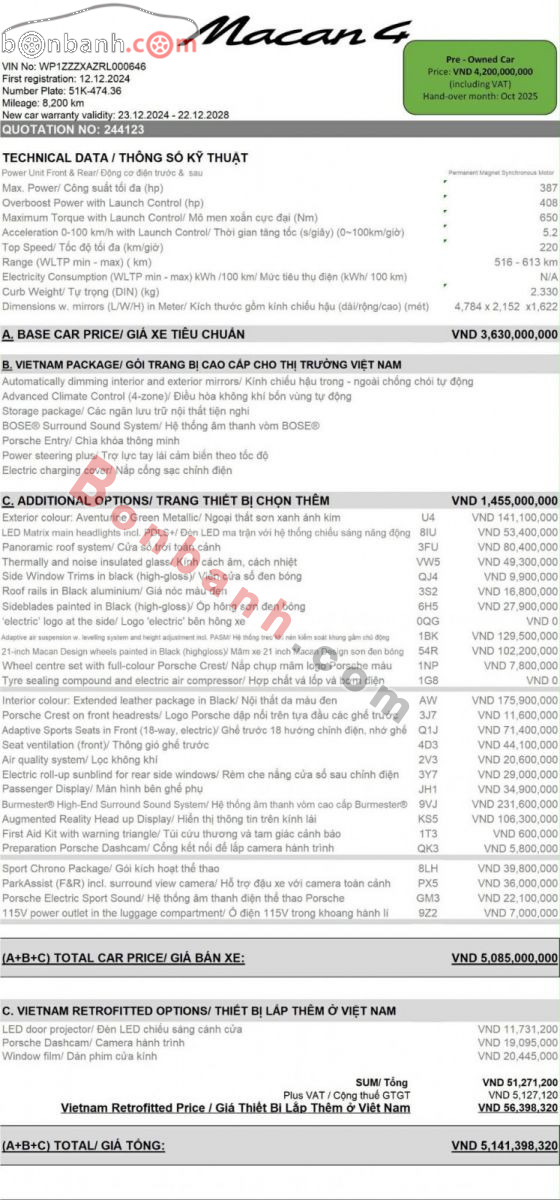 Bán ô tô Porsche Macan 4 EV - 2025 - xe cũ