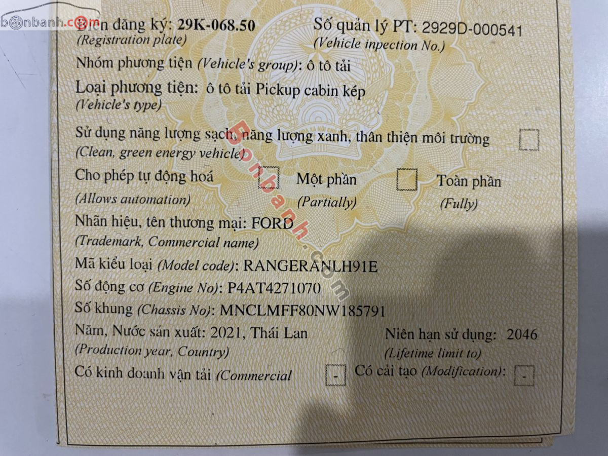 Bán ô tô Ford Ranger XLS 2.2L 4x2 AT - 2021 - xe cũ