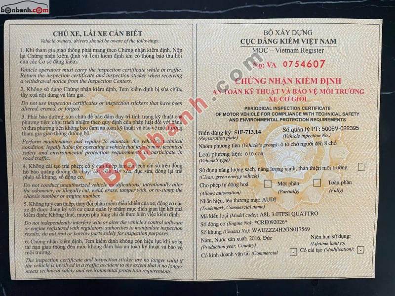 Bán ô tô Audi A8 L V6 3.0 TFSI - 2016 - xe cũ