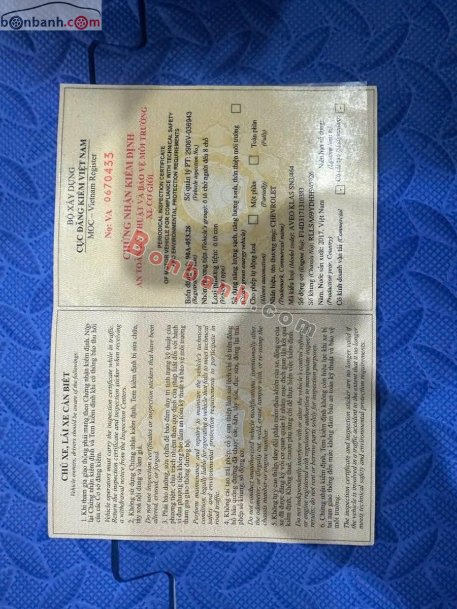 Bán ô tô Chevrolet Aveo LTZ 1.4 AT - 2017 - xe cũ