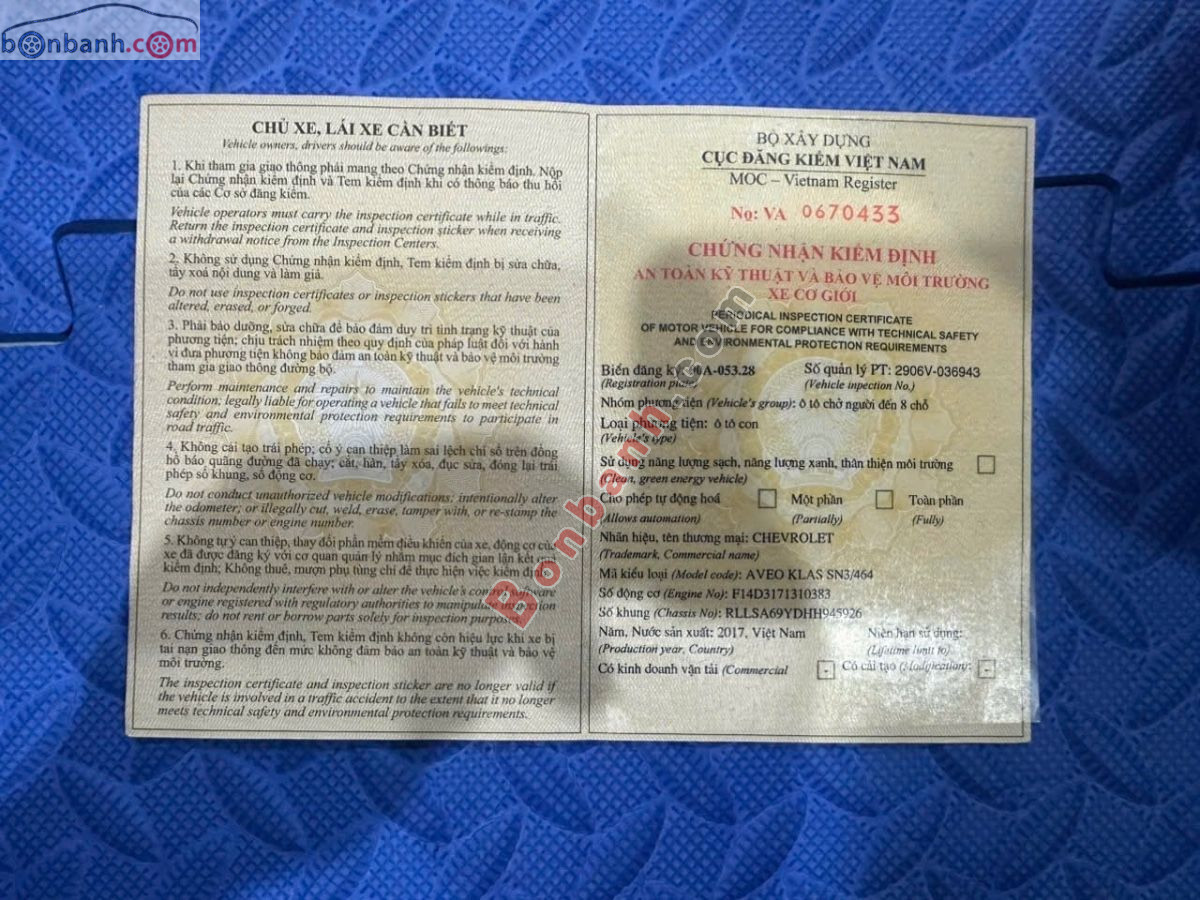 Bán ô tô Chevrolet Aveo LTZ 1.4 AT - 2017 - xe cũ