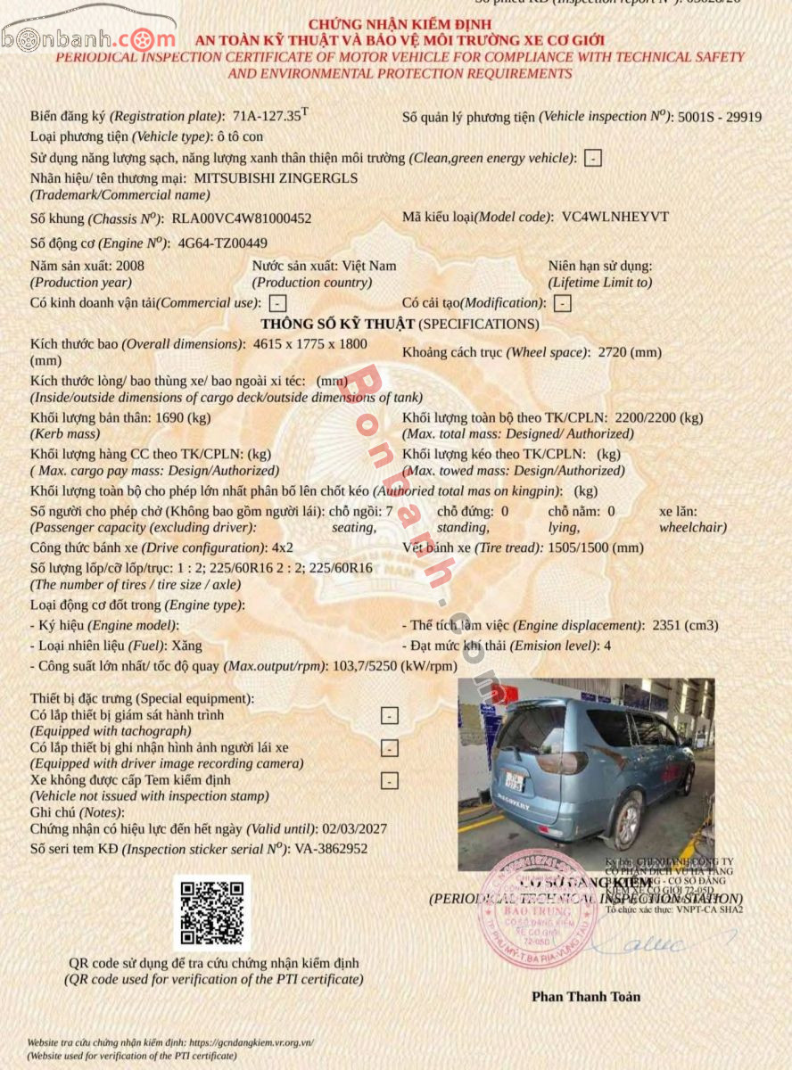 Bán ô tô Mitsubishi Zinger GLS 2.4 MT - 2008 - xe cũ