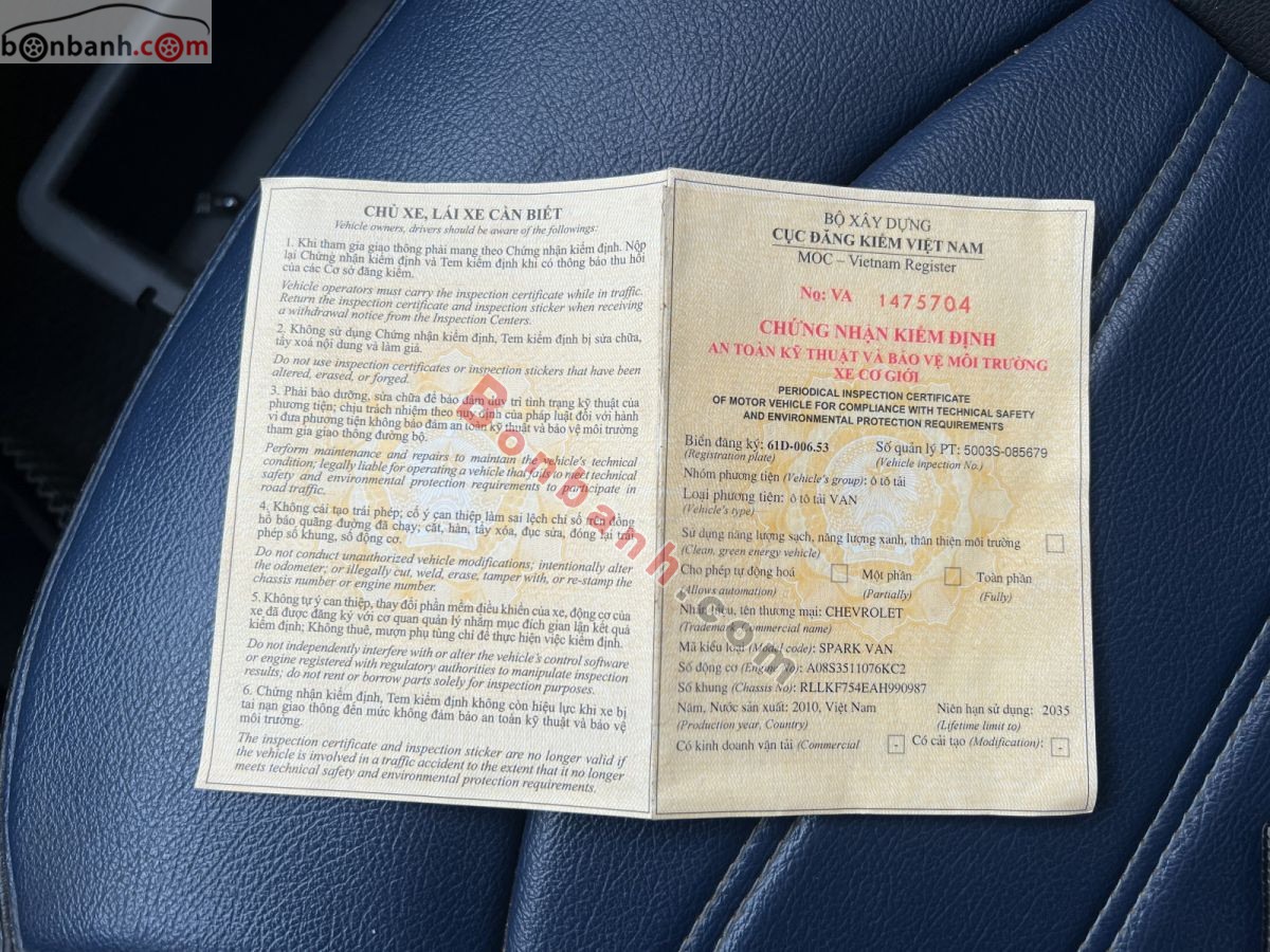 Bán ô tô Chevrolet Spark Van 0.8 MT - 2010 - xe cũ