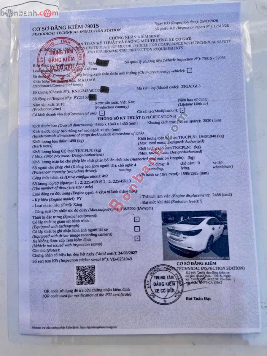 Bán ô tô Mazda 6 Premium 2.5 AT - 2018 - xe cũ