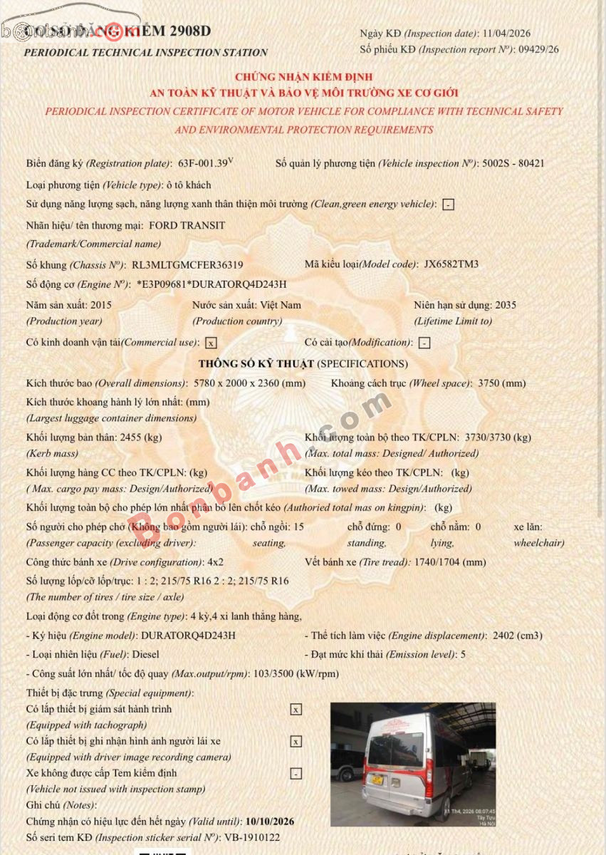 Bán ô tô Ford Transit Luxury - 2015 - xe cũ