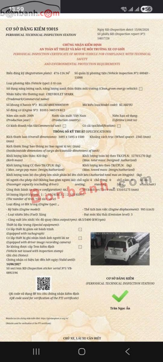 Bán ô tô Chevrolet Spark LT 0.8 MT - 2009 - xe cũ